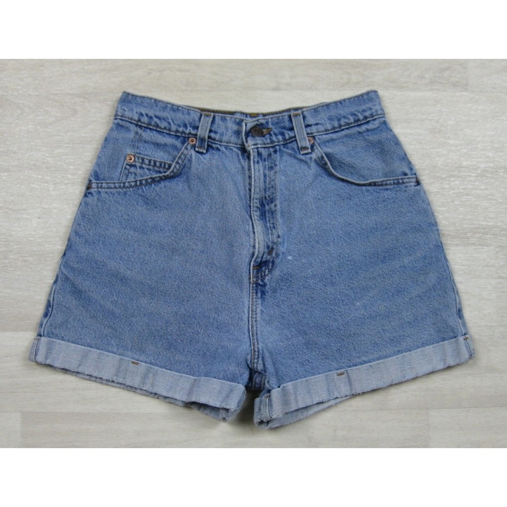 Vintage 90s Levis 954 Denim Jean Shorts Women (26" Waist) Cuff Jorts Medium Wash